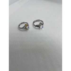 Moonstone Rings Adjustable S925 Silver Plated Star‎ Moon Jewelry Set
